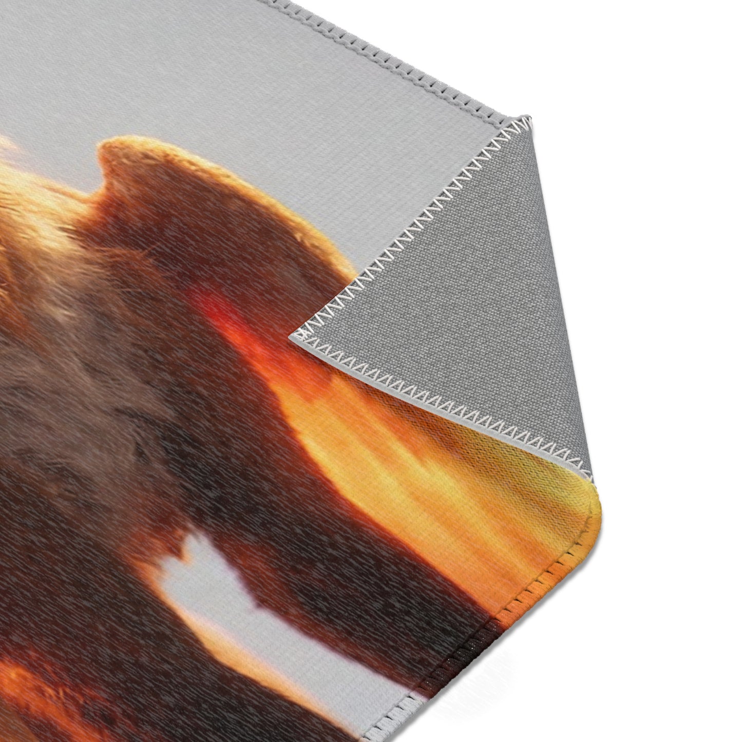 Flame Fox Guardian Area Rug – Warm Ember Dreamscape