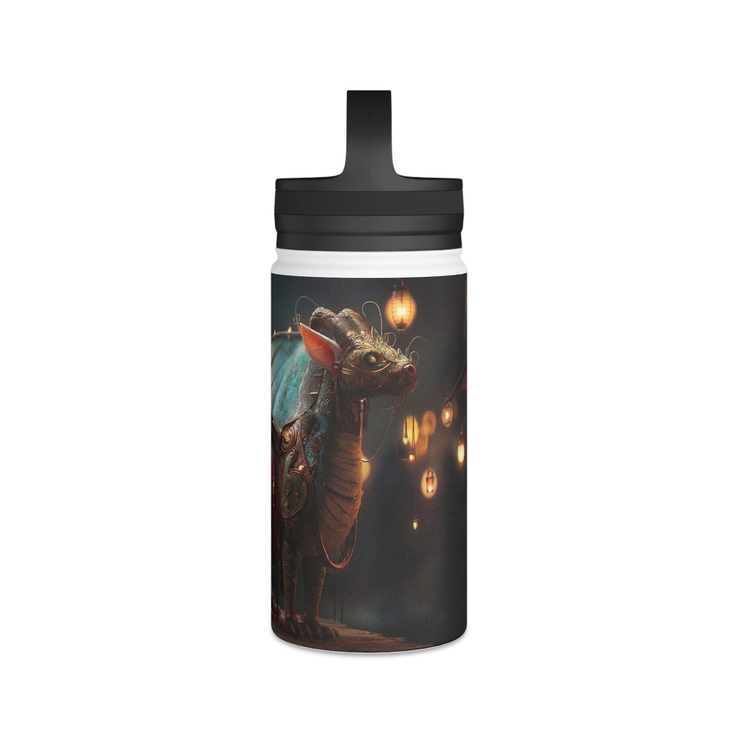 Regal Dragon Lantern Water Bottle – Handle Lid – Twilight Market Guardian