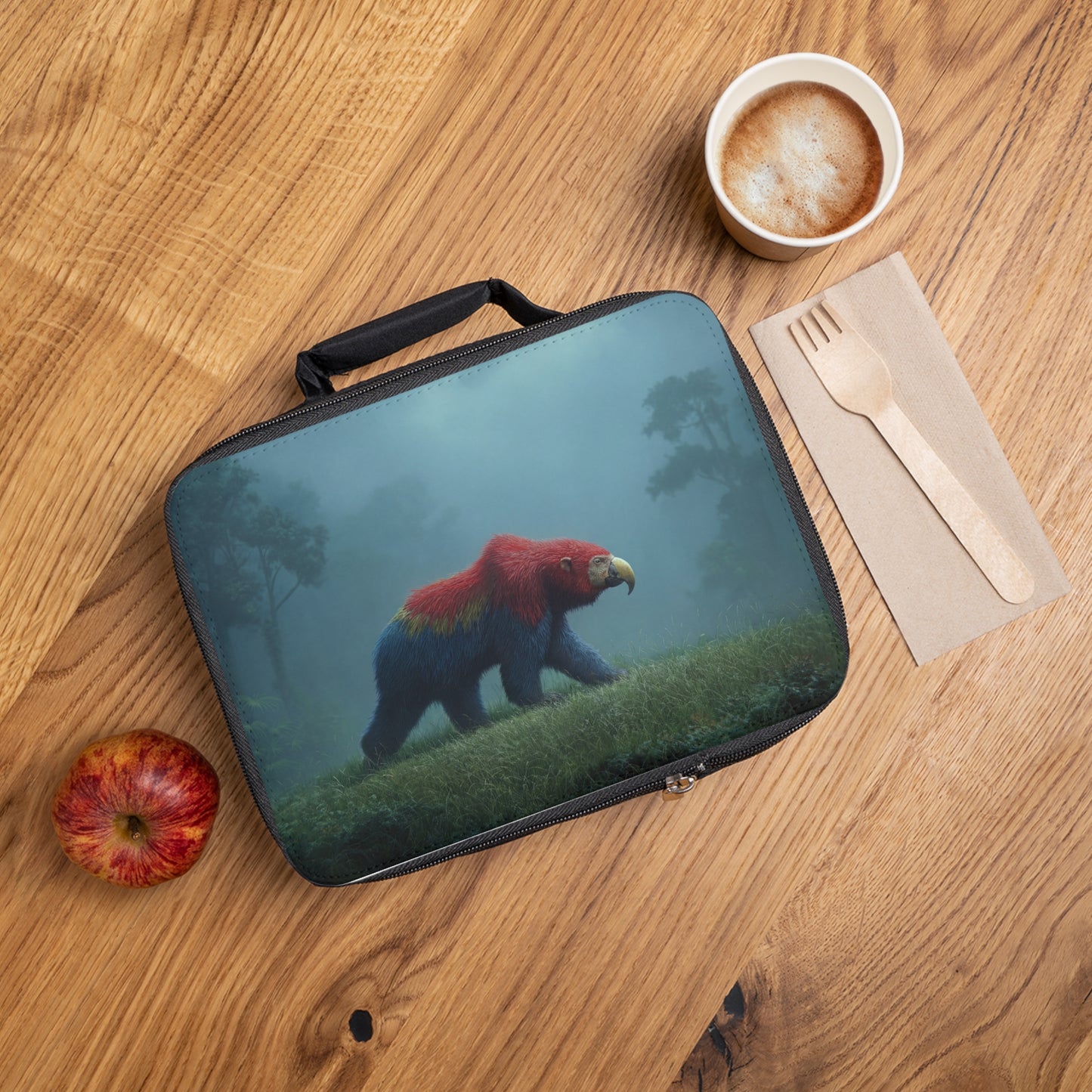 Parrot-Bear in Misty Glade Lunch Bag – Whimsical Forest Guardian
