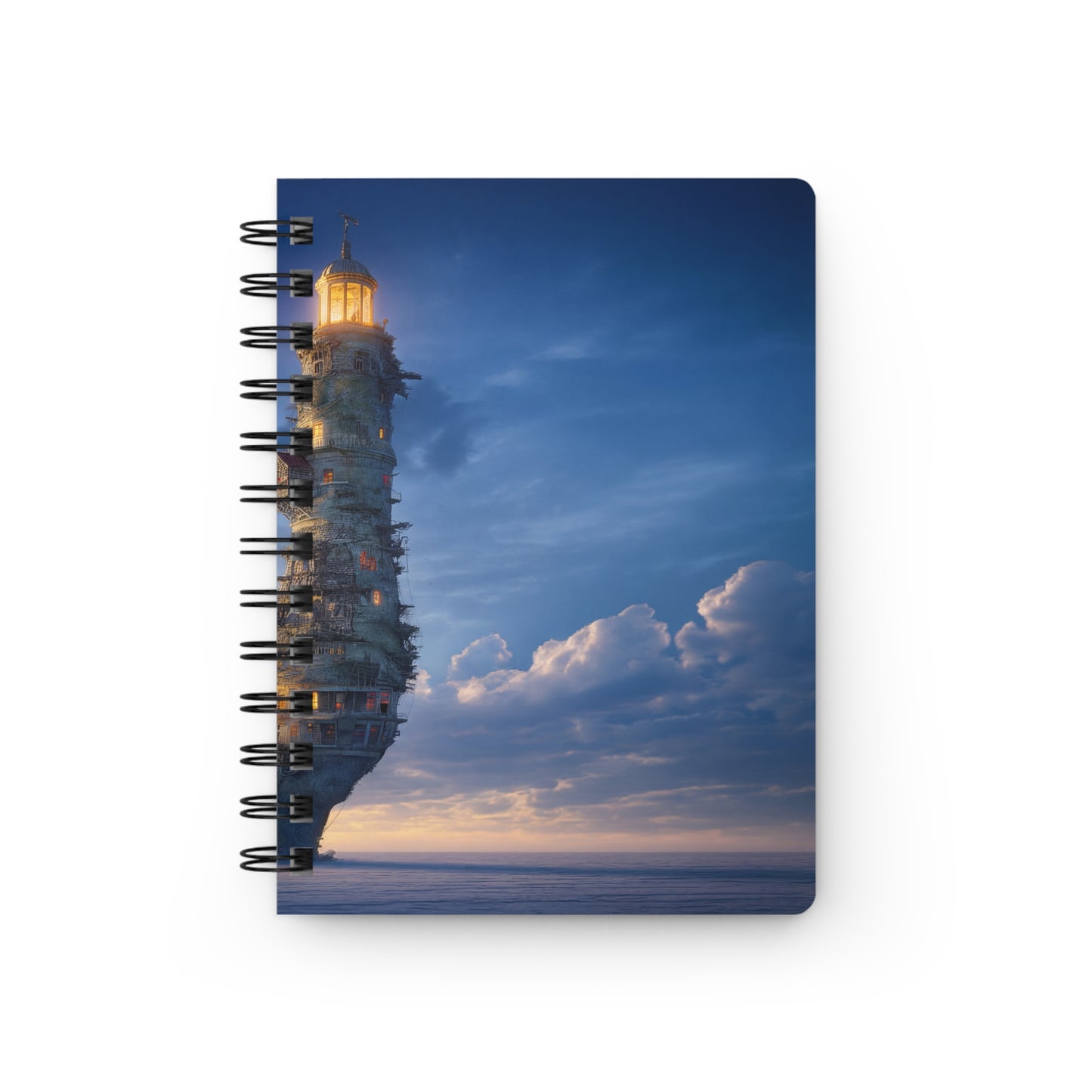 Skyborne Lighthouse Spiral Bound Journal – Twilight Beacon in the Clouds