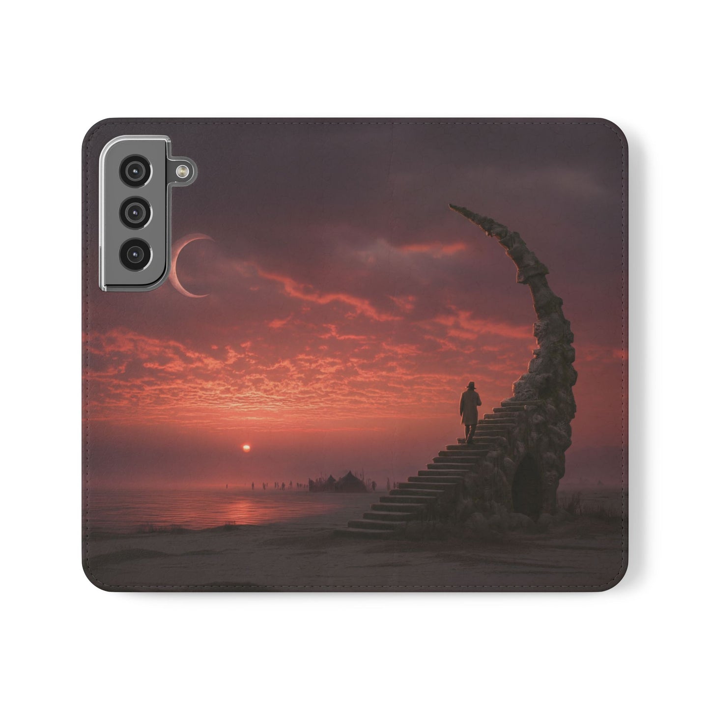Twilight Sentinel Flip Cases – Moonlit Stairway to the Horizon