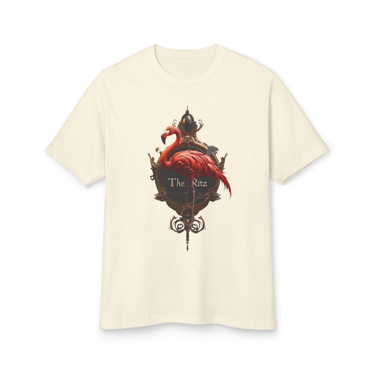 The Ritz Flamingo Ornate Crest Tee – Gilded Bird Sentinel Graphic T-Shirt