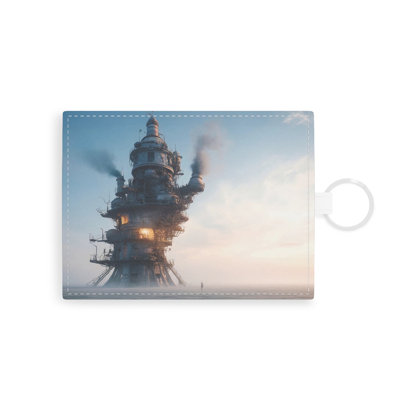 Skyward Steam Tower Card Holder – Dusk’s Last Glow on the Iron Spire