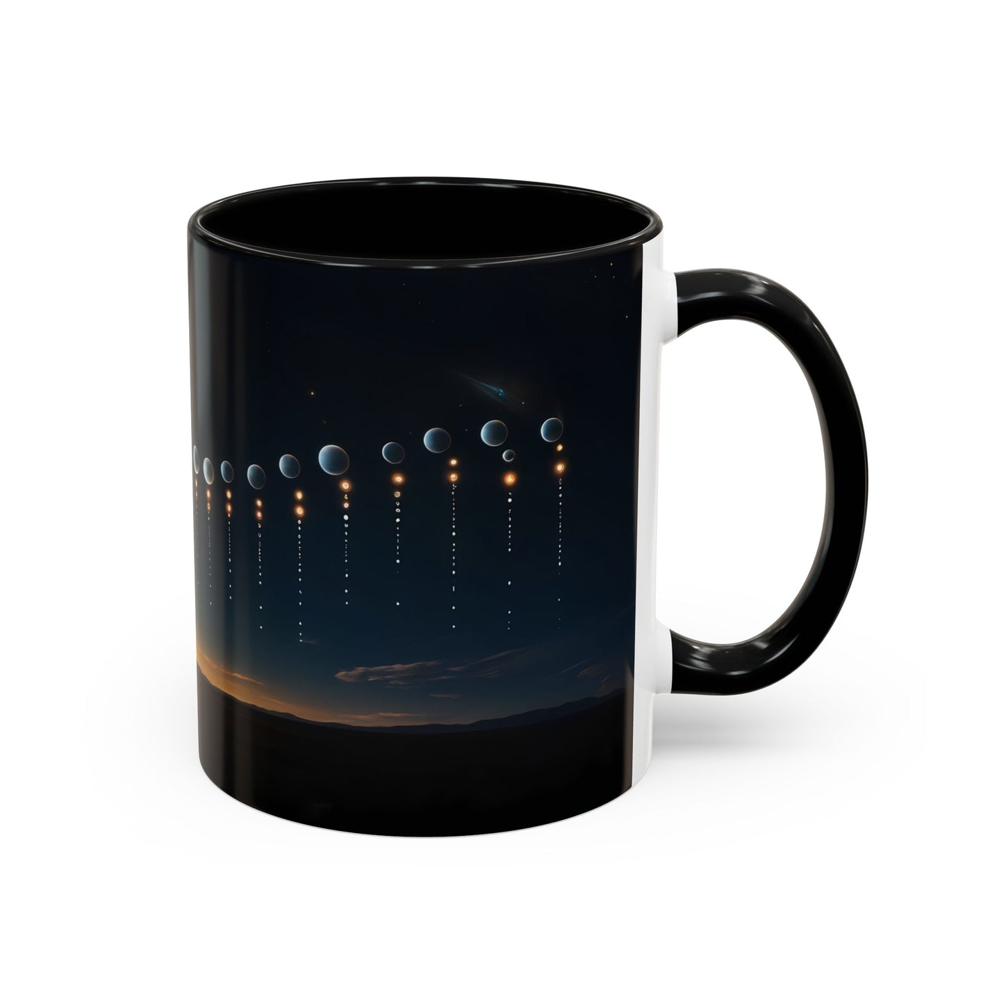 Celestial Pathway Accent Coffee Mug (11, 15oz) – Lone Walker Among Falling Moons