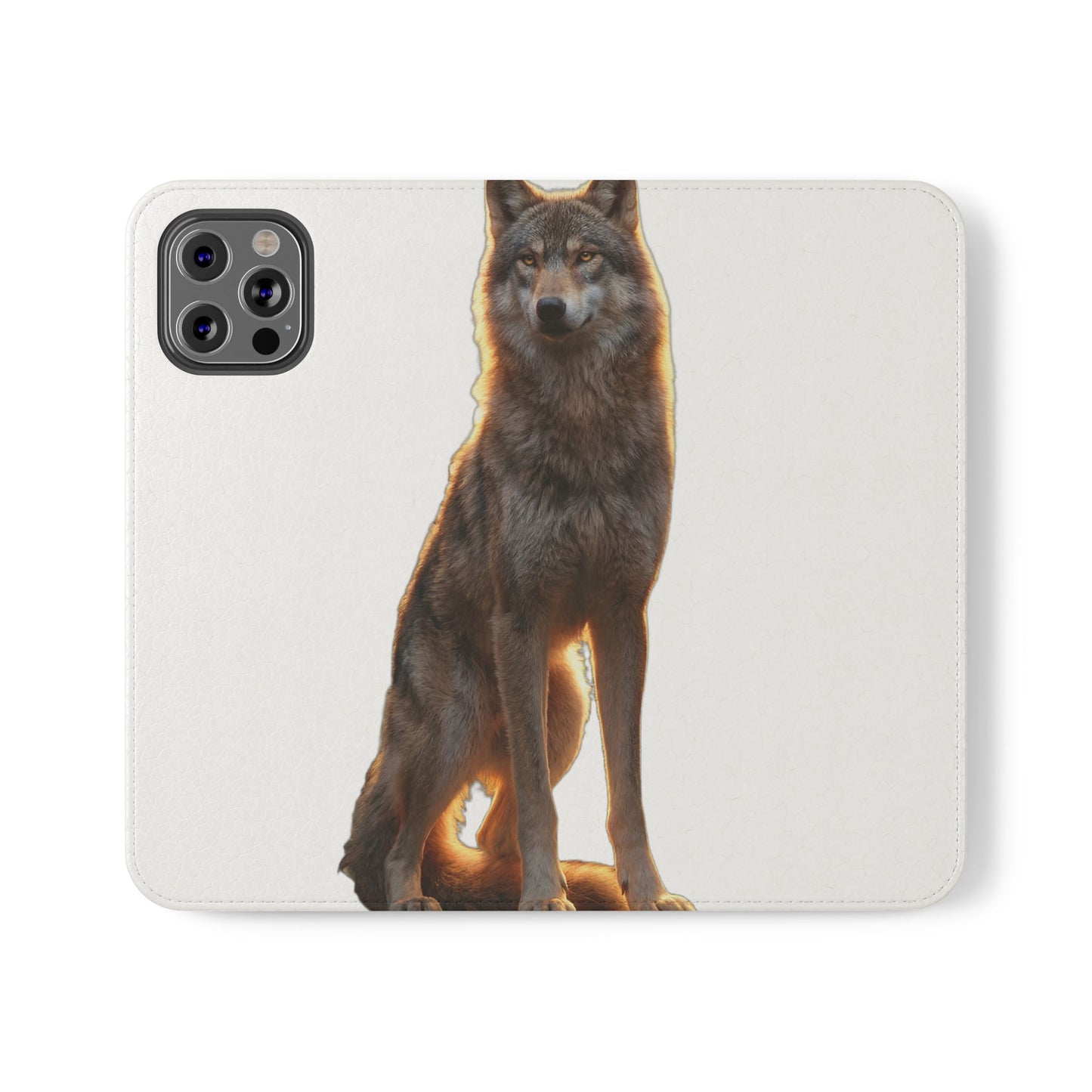 Sunlit Wolf Flip Cases – Golden Hour Sentinel Portrait
