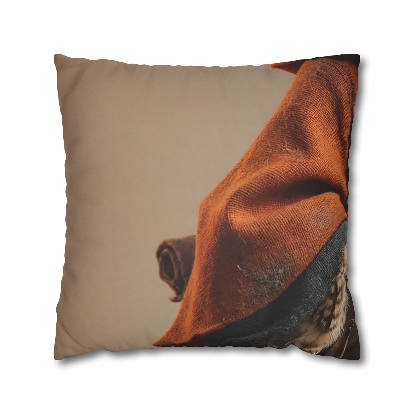 Wise Owl Scholar Faux Suede Square Pillowcase – Rusty Robe and Cross Pendant
