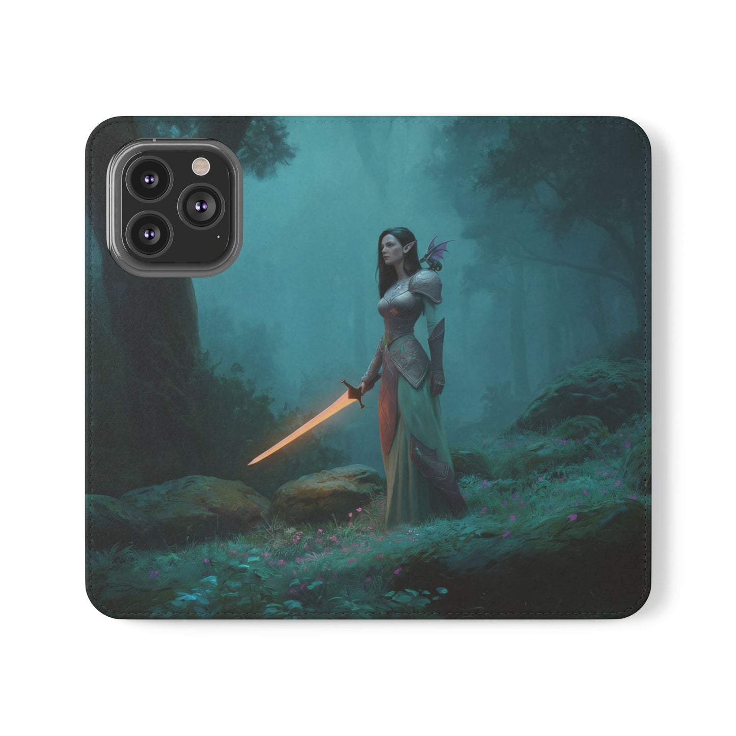 Forest Guardian Flip Cases – Elven Sentinel with Glowing Blade