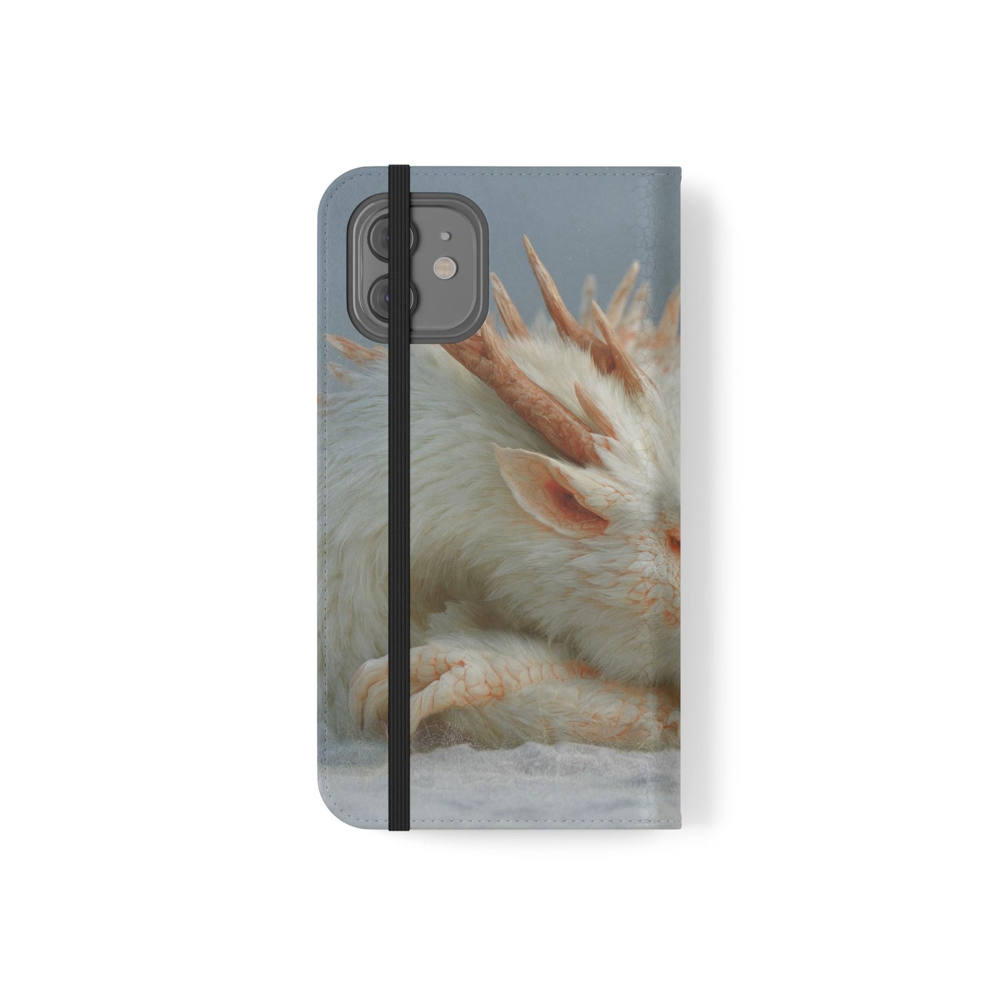 Sleeping Child and Dragon Flip Cases – Snowy Guardian Embrace