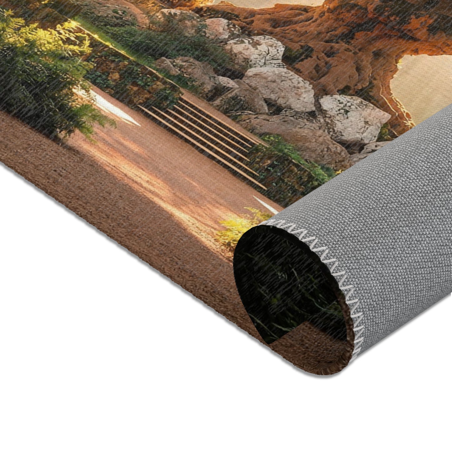 Ancient Wisdom Tree Area Rug – Sunbeam Sanctuary Through Mossy Roots