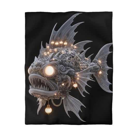 Lantern Fish Microfiber Duvet Cover – Deep Sea Chandelier Dreamscape