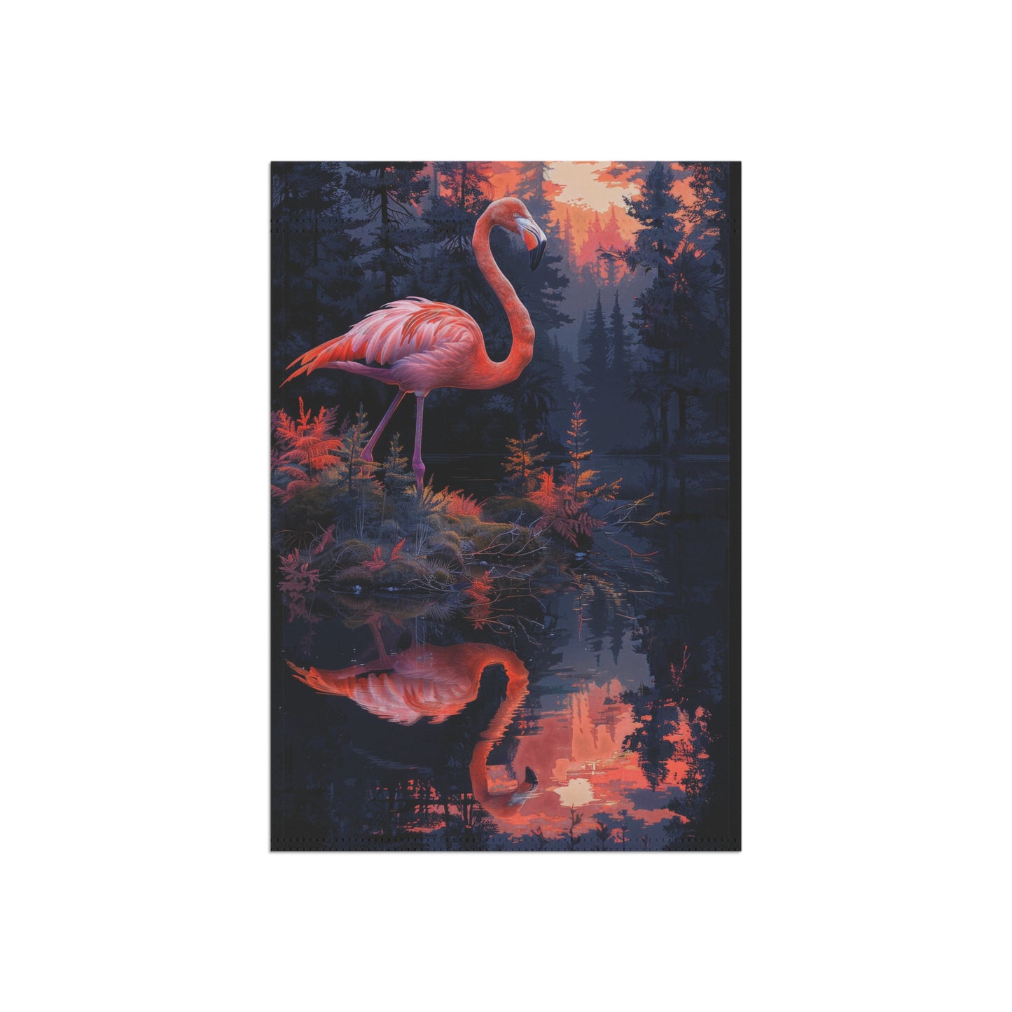 Pink Flamingo Sunset Forest Garden Flag - Product