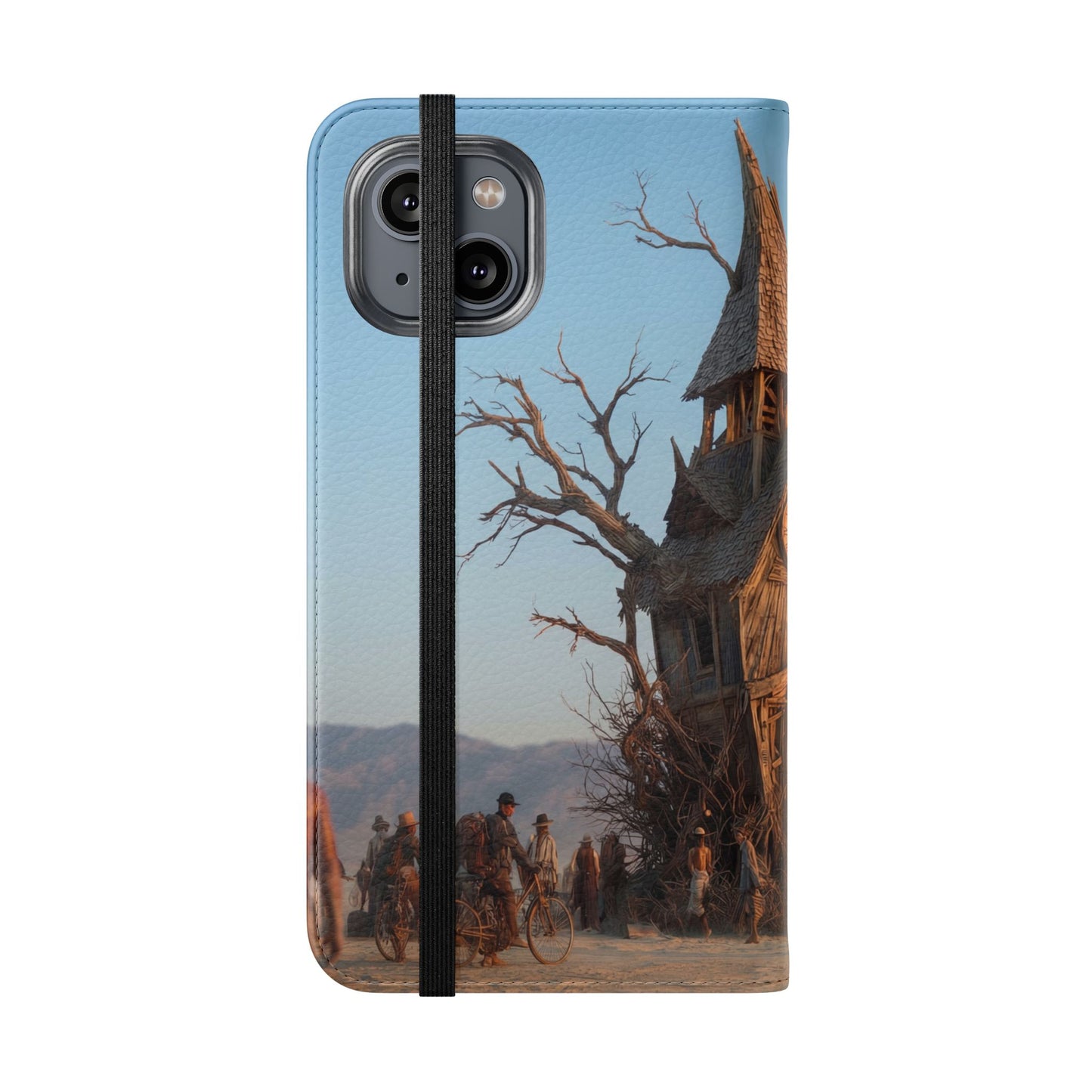 Clocktower Wanderers Flip Cases – Dusty Desert Sentinel Scene