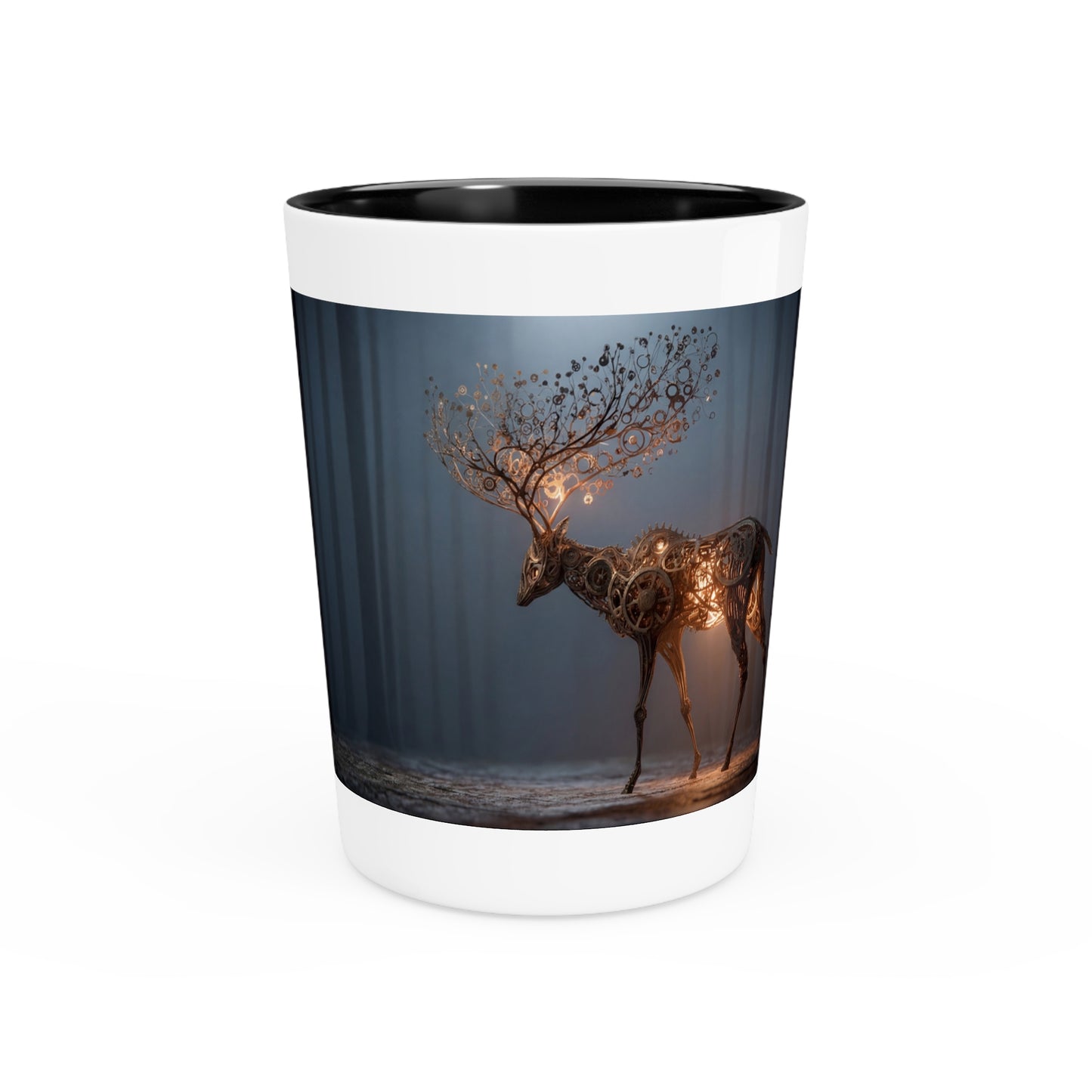 Clockwork Stag Shot Glass – Luminescent Forest Mechanism