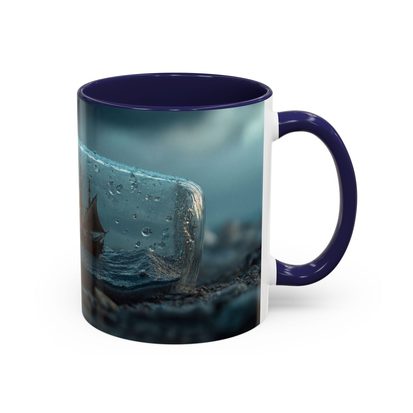 Stormbound Galleon Accent Coffee Mug (11, 15oz) – Bottle of Sea and Lightning