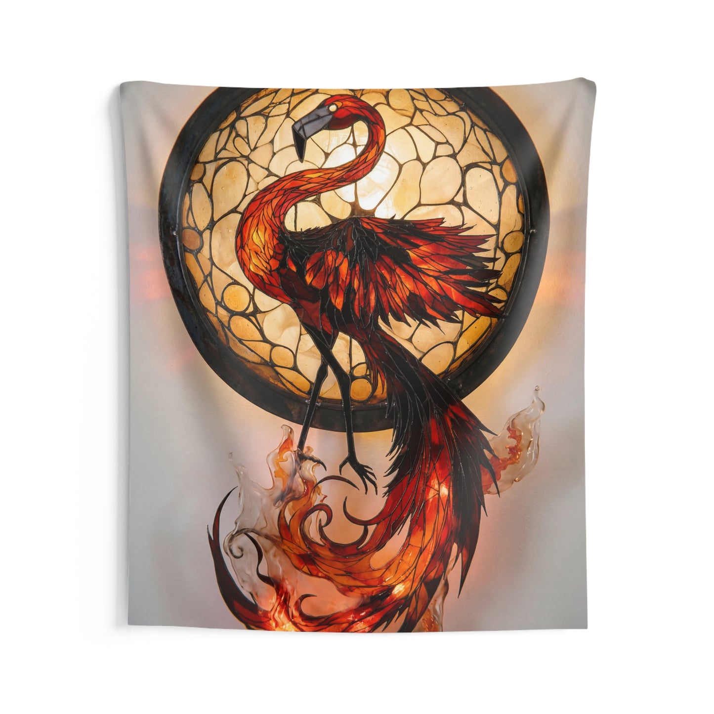 Phoenix Flame Wall Tapestry – Illuminated Glass Artistry