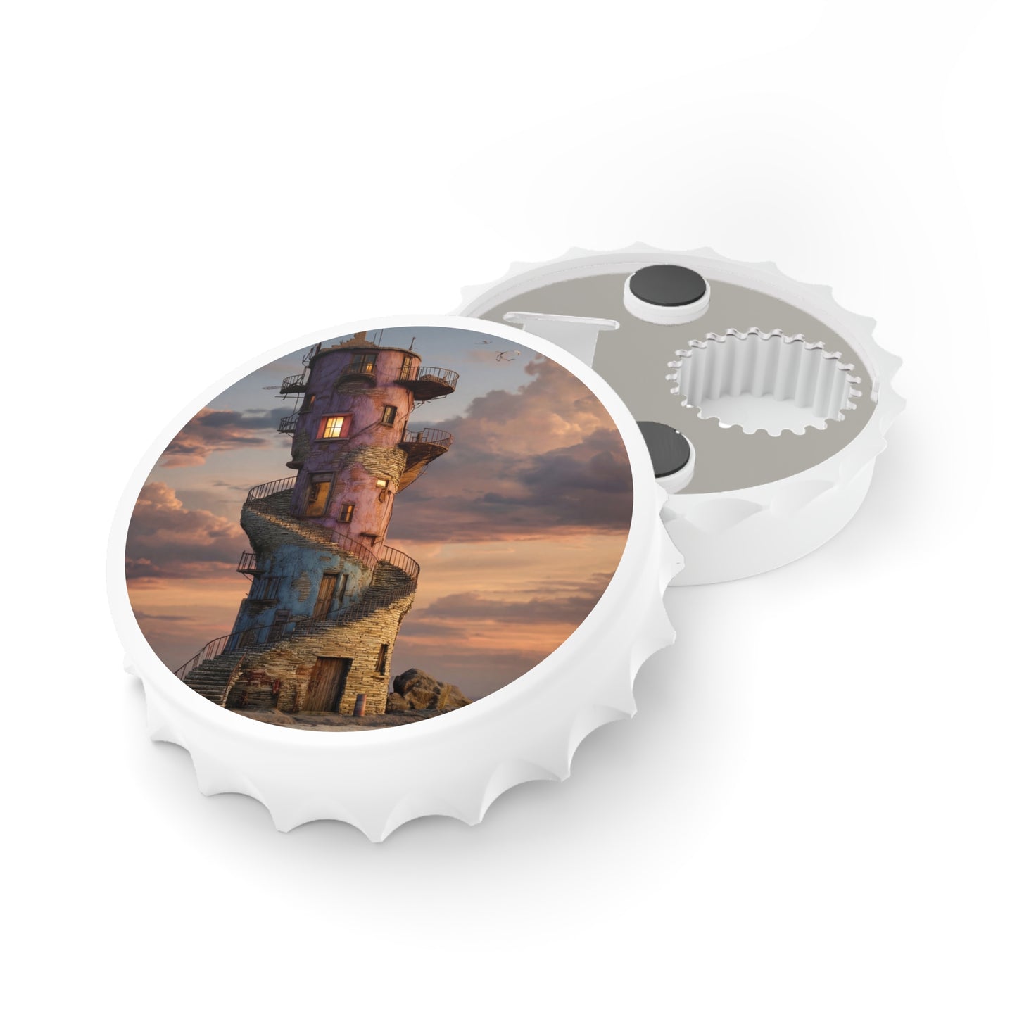 Lighthouse Keeper’s Tower Bottle Opener – Sunset on the Storm-Beaten Coast