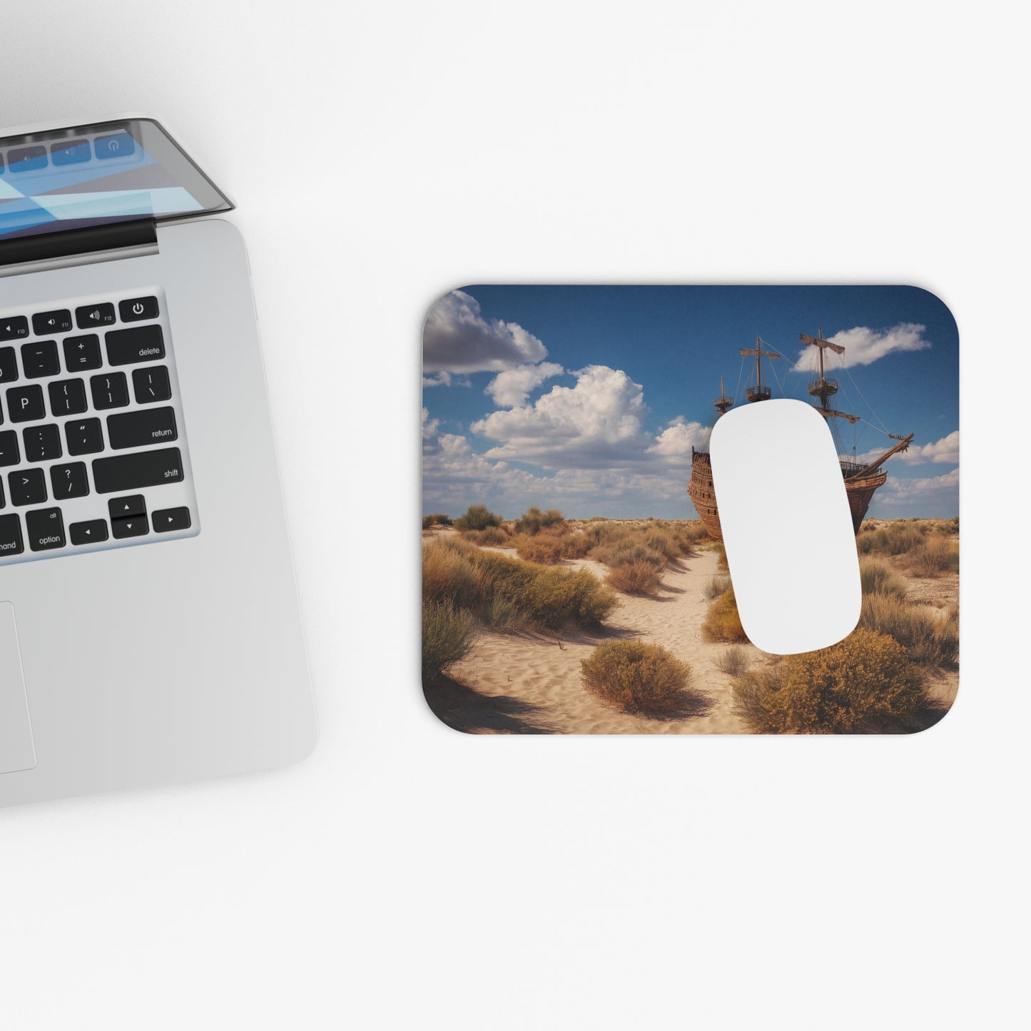 Desert Shipwreck Mouse Pad – Sun-Drenched Galleon in Golden Dunes