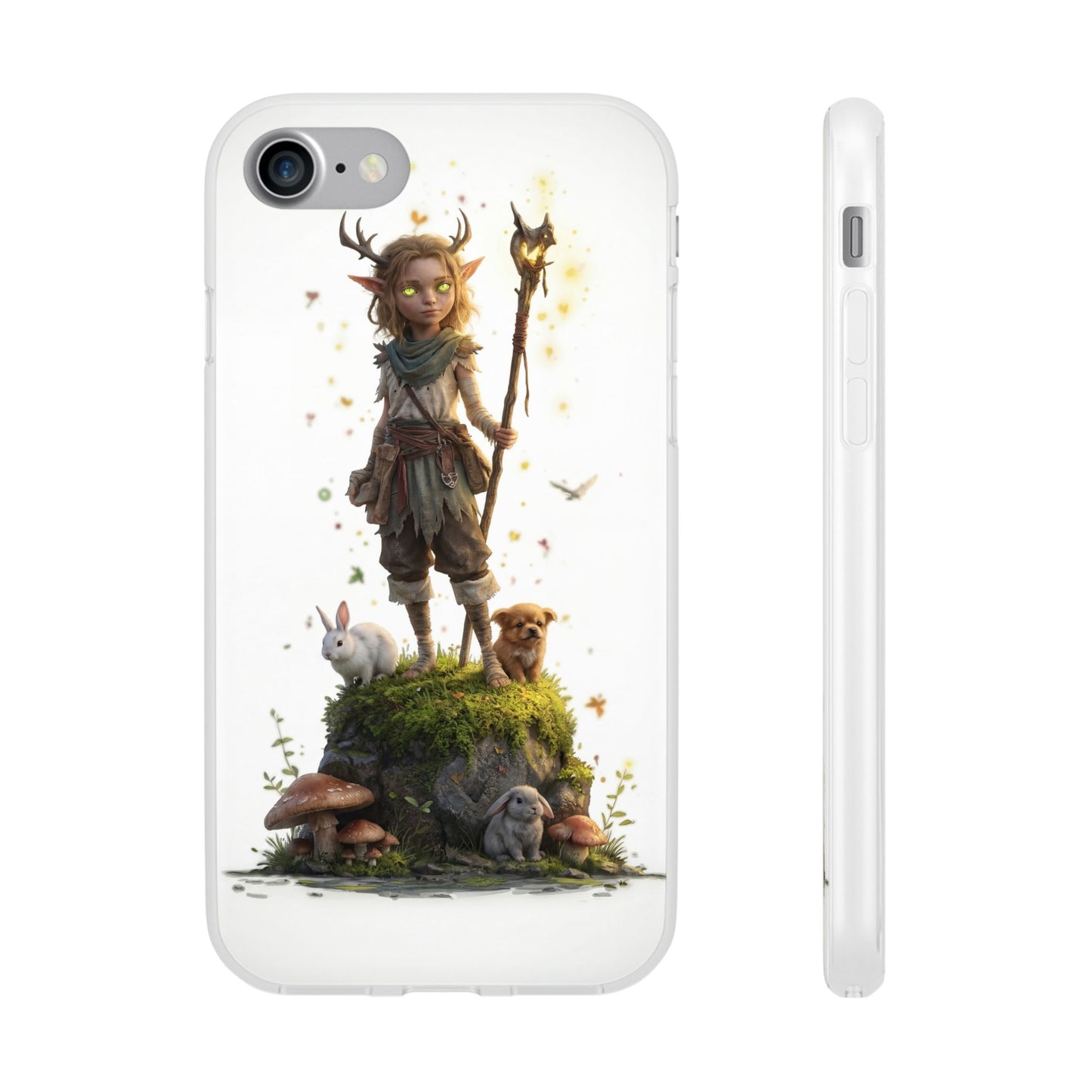 Forest Sentinel Flexi Cases – Glowing Antlered Child with Pet Companions