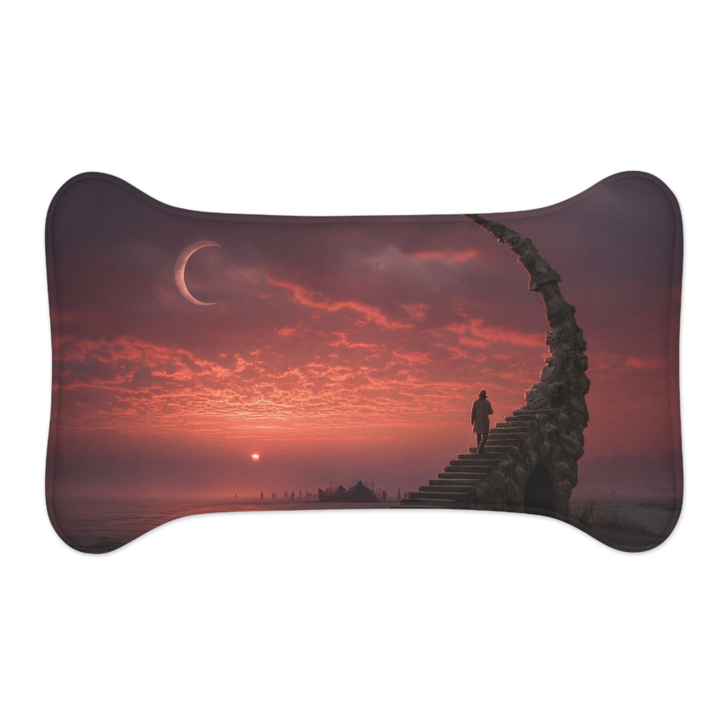 Twilight Staircase Pet Feeding Mats – Mossy Steps to the Horizon