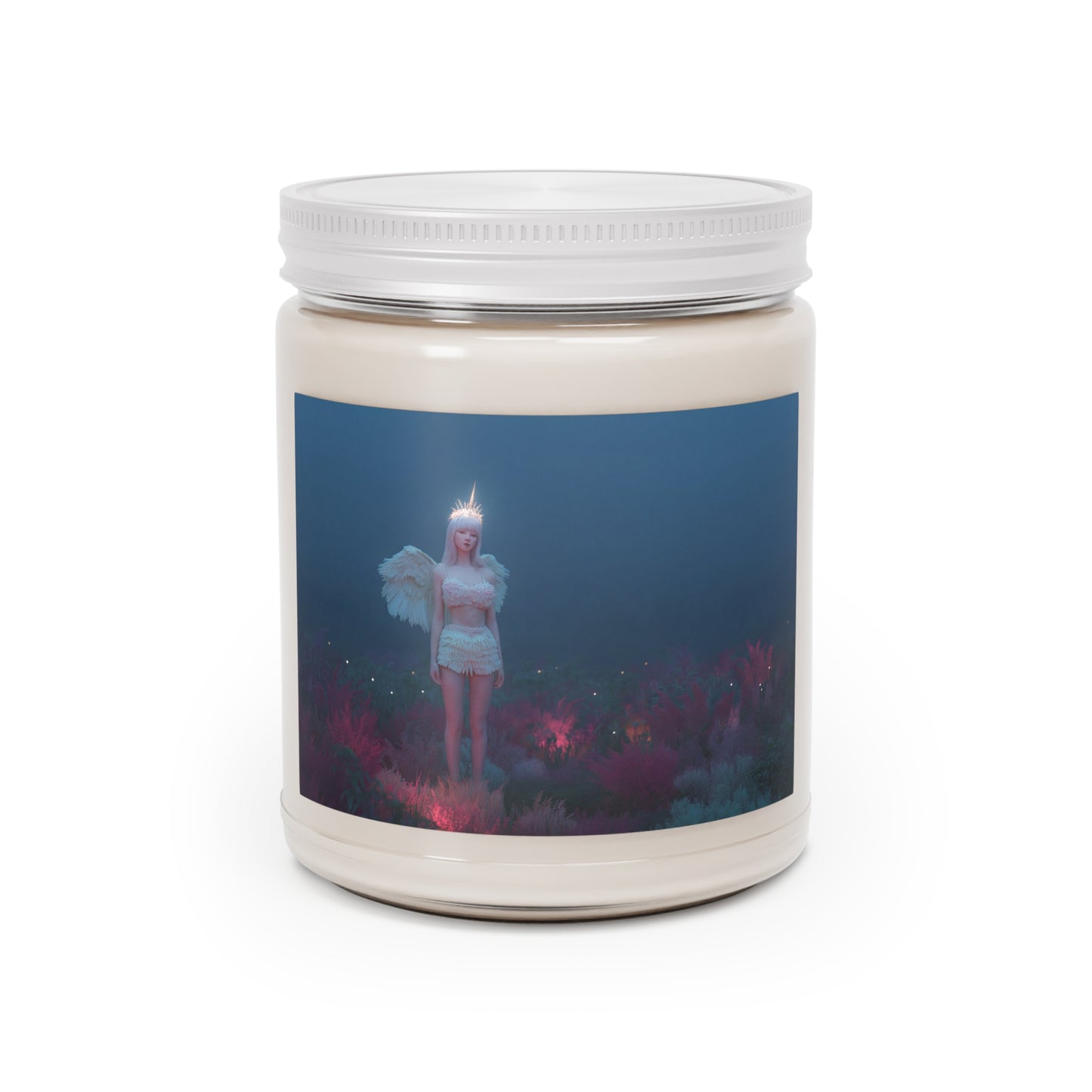 Celestial Guardian Scented Soy Candles with White Lid, 9oz – Twilight Garden Luminary