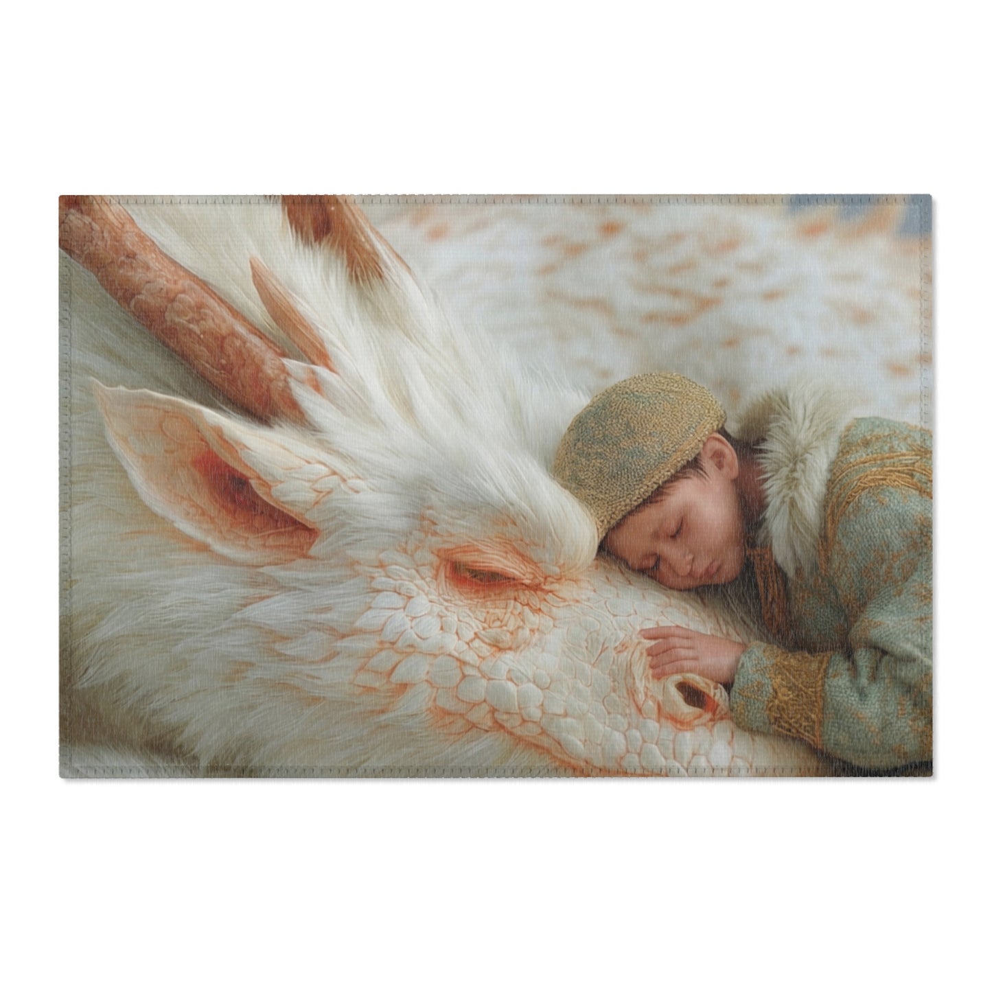 Snowbound Dragon & Child Area Rugs – Whispering Winter Sanctuary