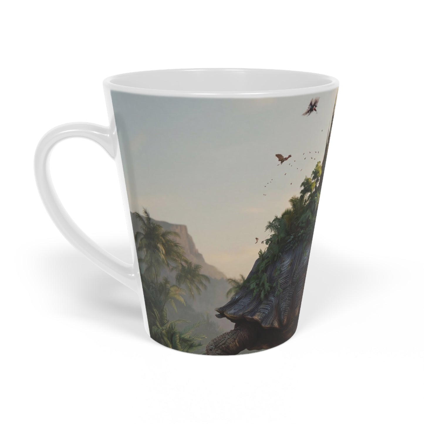 Ancient Turtle Citadel Latte Mug – Sunlit Sanctuary Dreamscape