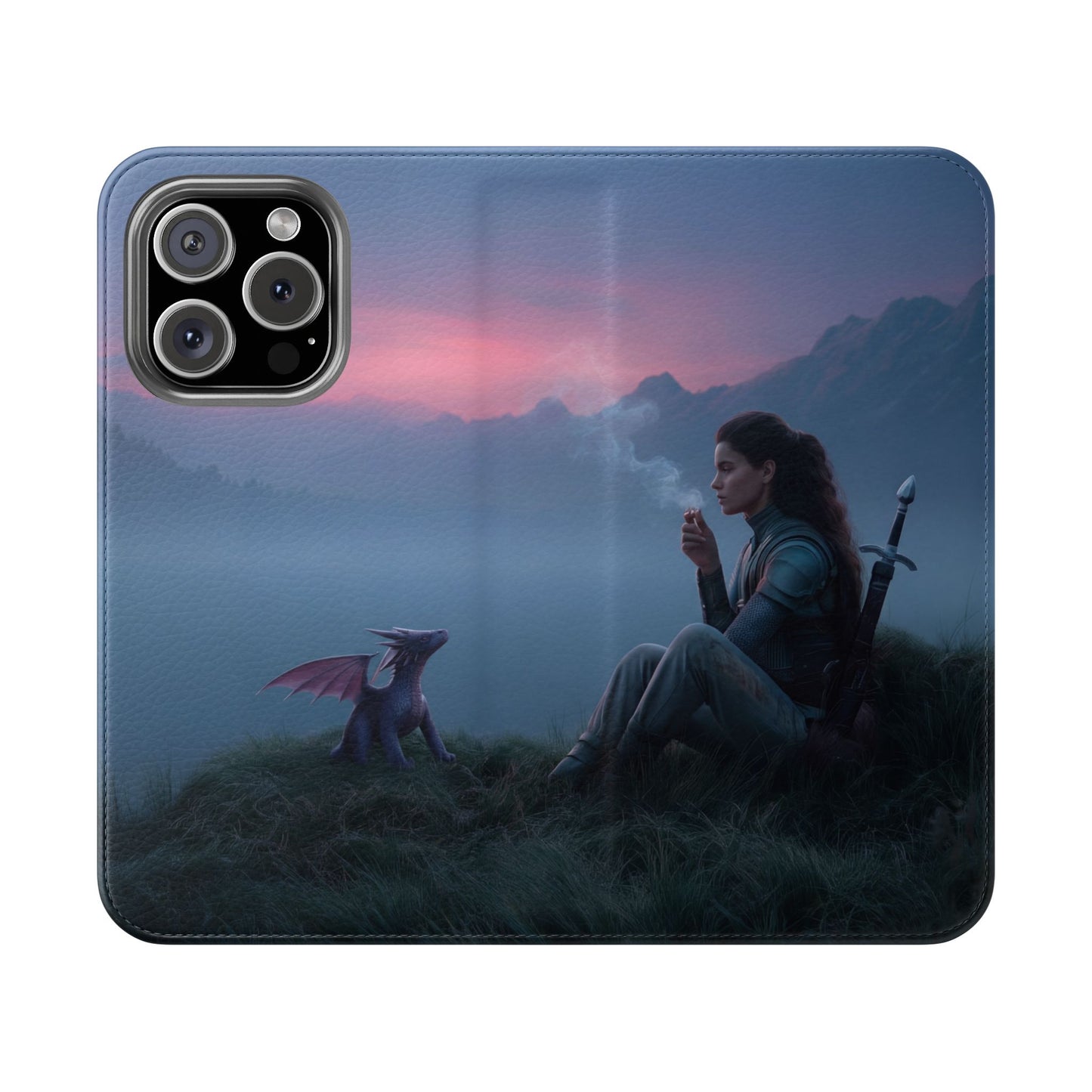 Silent Guardian Flip Cases – Misty Dawn Warrior and Dragon Companion