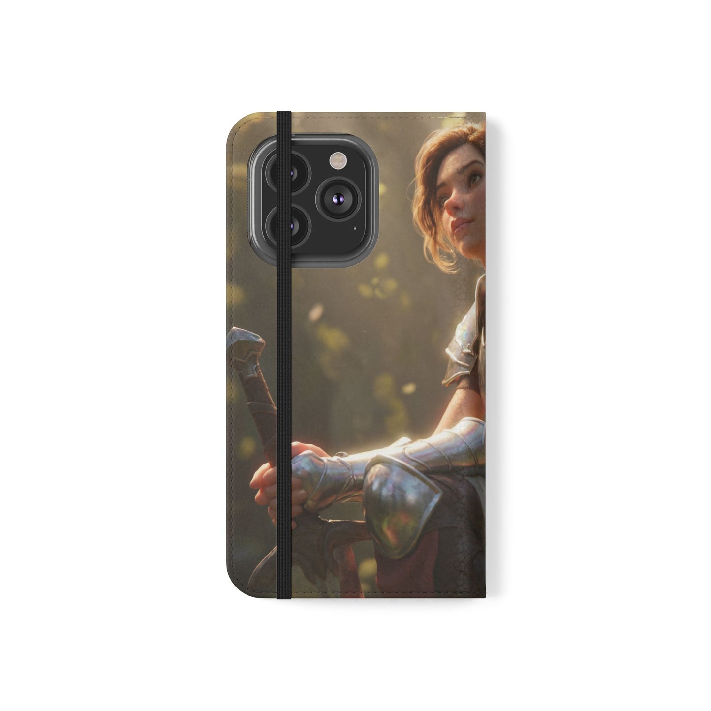 Elven Knight with Dragon Flip Cases – Iridescent Armor & Tiny Guardian Portrait