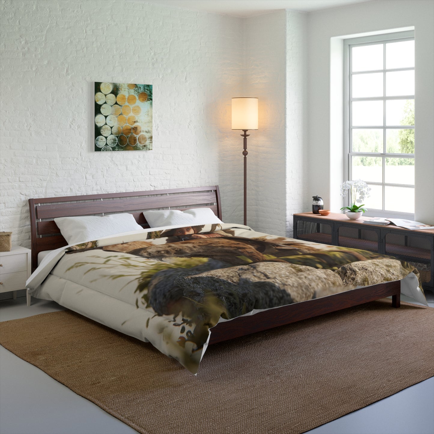 Boy on Stag Comforter – Sunlit Ridge Guardian