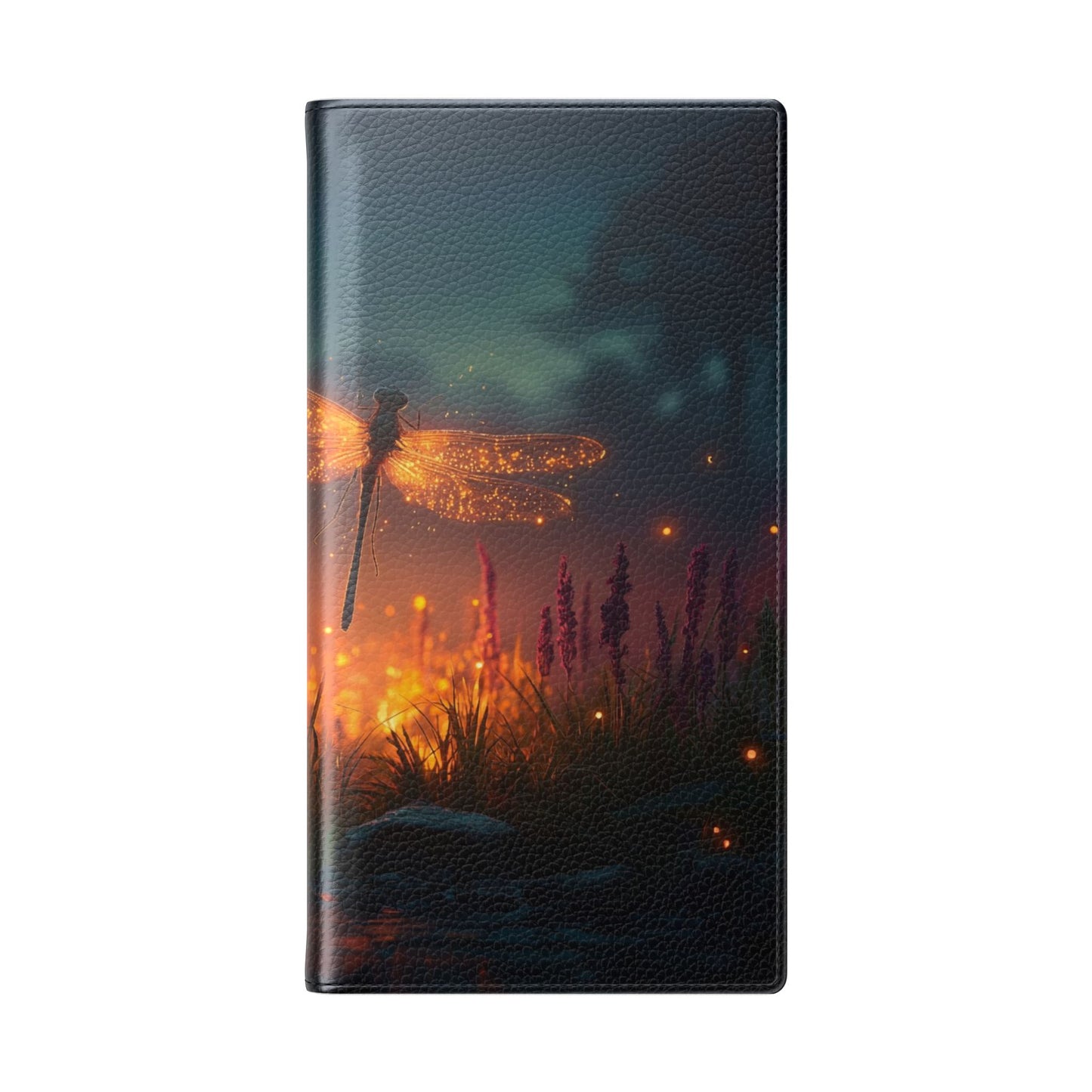 Bioluminescent Dragonfly Flip Cases – Glowing Amber Wings Over Twilight Marsh