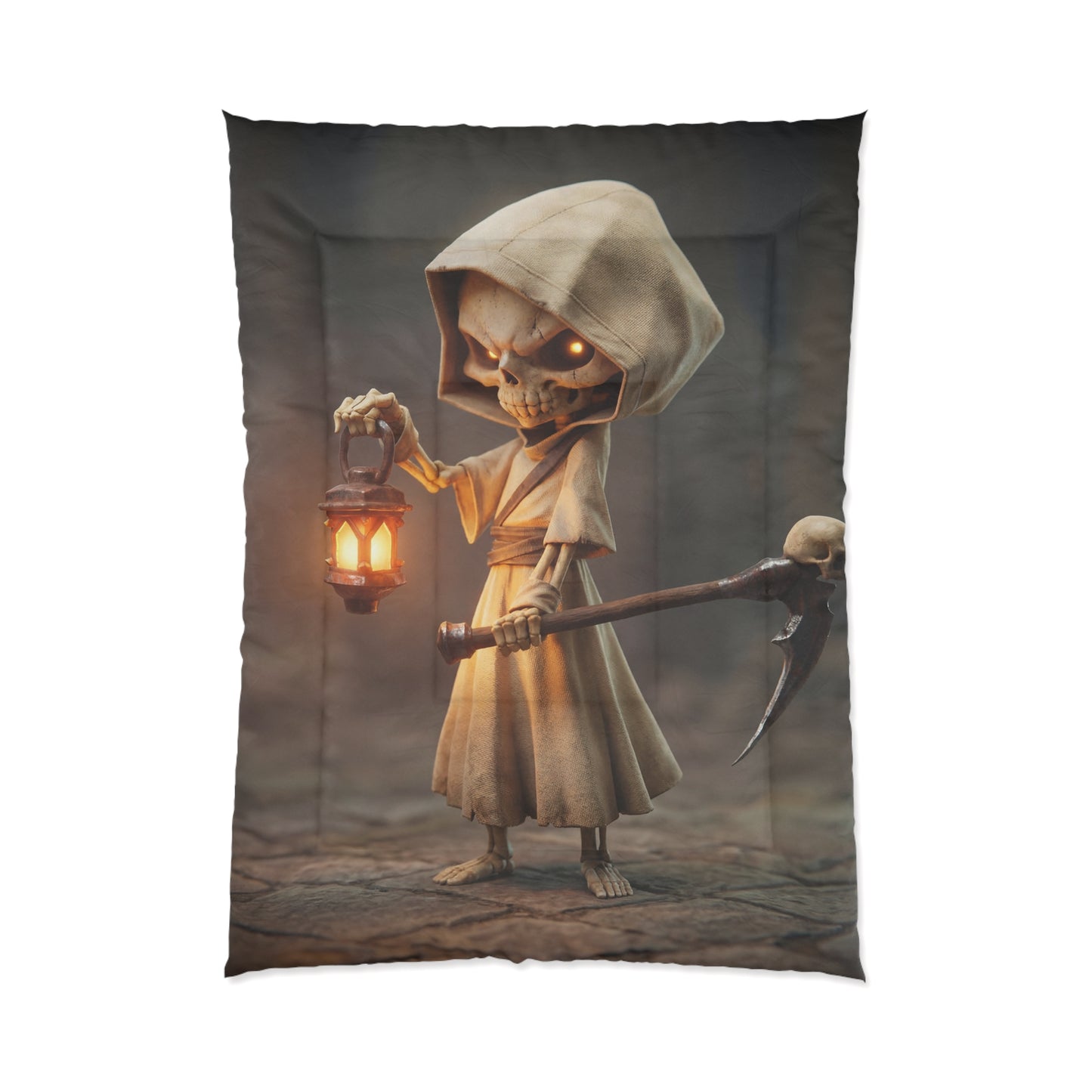 Lantern-Bearing Reaper Comforter – Warm Glow in the Shadowed Hour