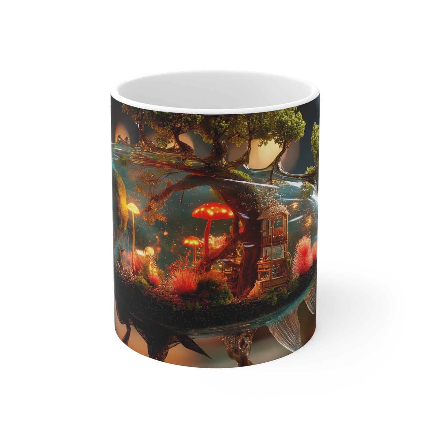 Forest Within Fish Ceramic Mugs (11oz\15oz\20oz) – Bioluminescent Sanctuary