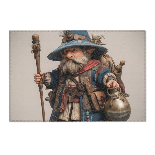 Wandering Wizard Rug – Blue Cloak and Feathered Hat Fantasy