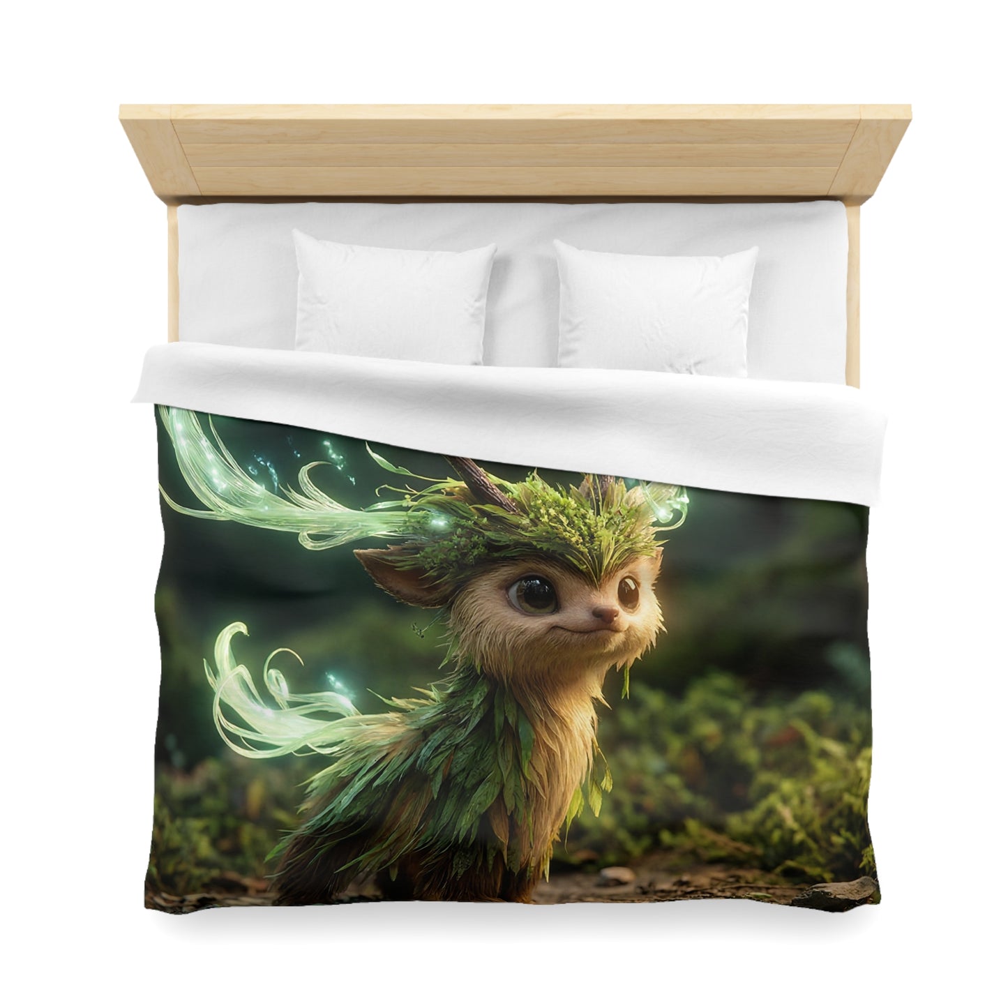 Forest Spirit Deer Microfiber Duvet Cover – Whimsical Glow Through Mossy Canopy