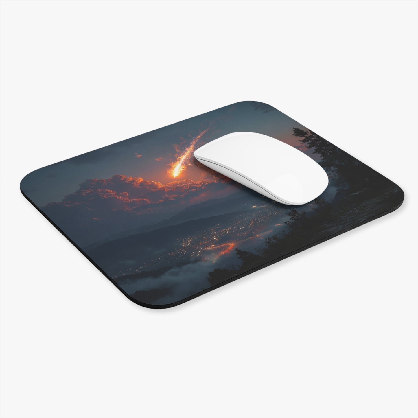 Celestial Firefall Mouse Pad (Rectangle) – Twilight’s Last Glowing Comet