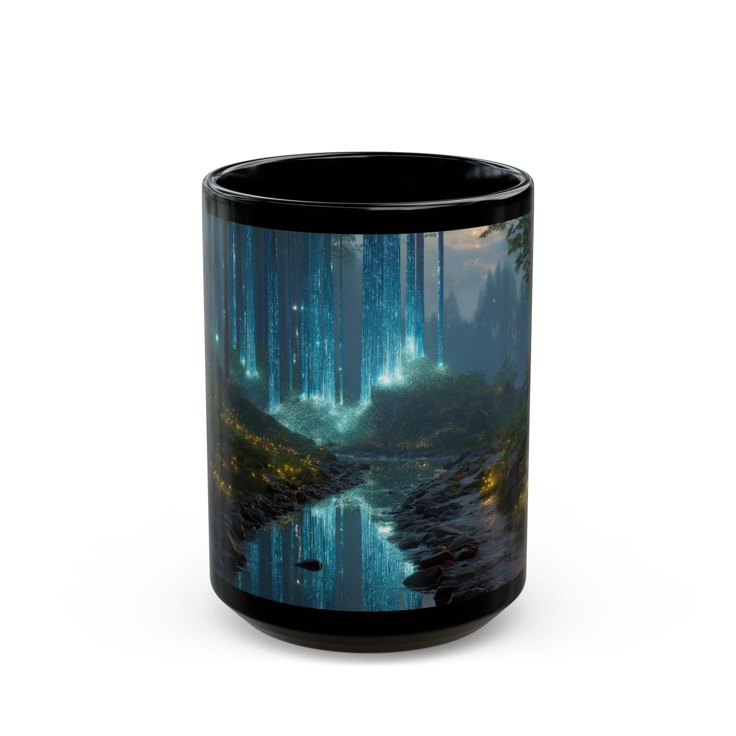Celestial Forest Stream Mug – Azure Lightfall Dreamscape