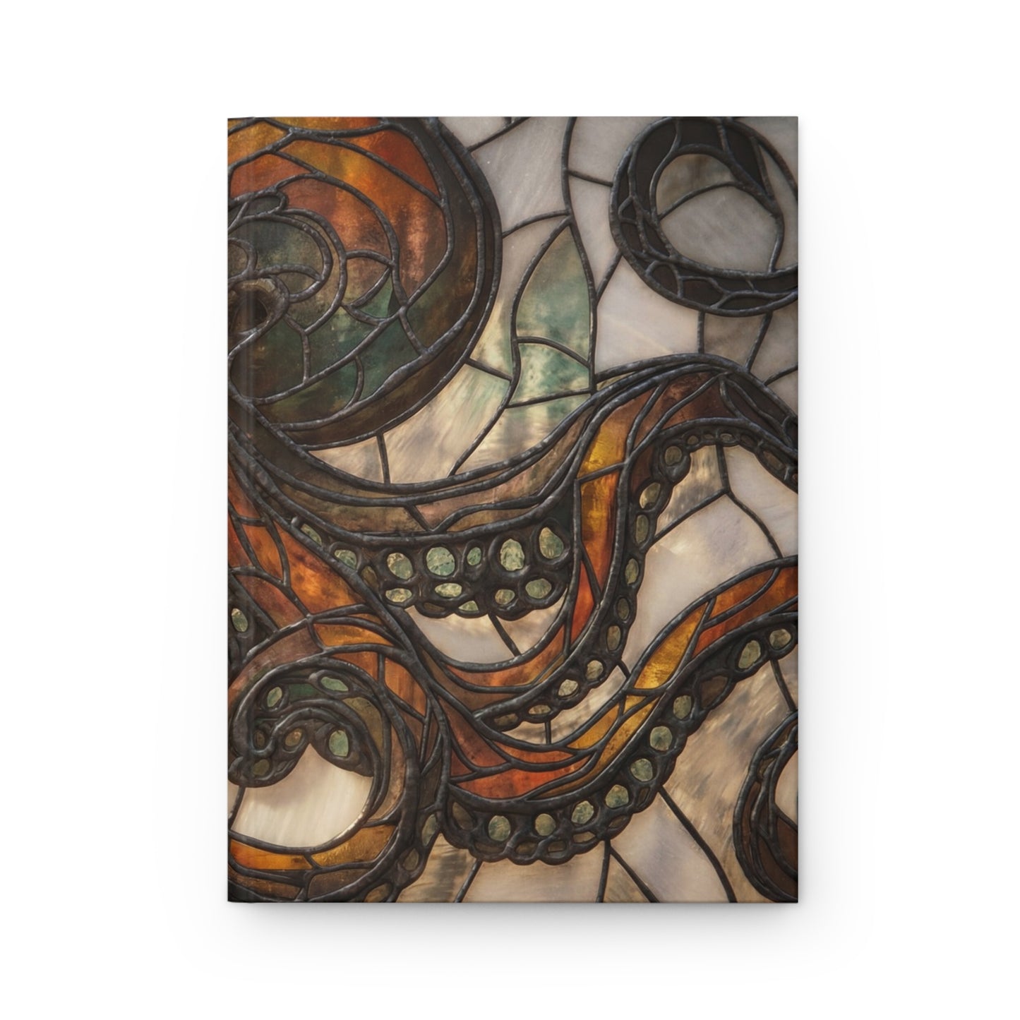 Stained Glass Octopus Hardcover Journal Matte – Amber Tide Guardian