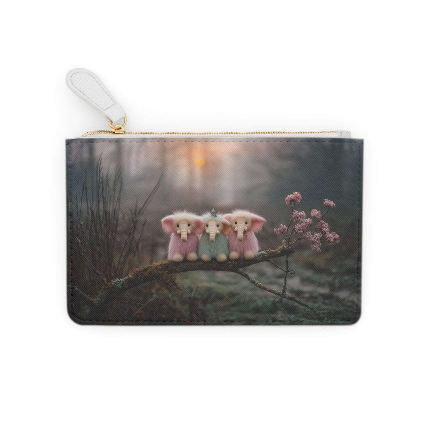 Three Pink Elephants Mini Clutch Bag – Mossy Branch Morning Glow