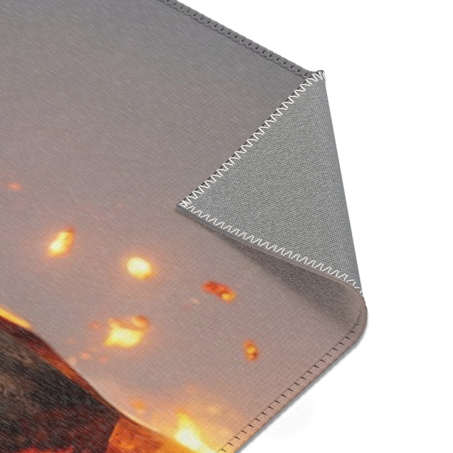 Fiery Awakening Area Rug – Crumpled Paper Soul in Blaze