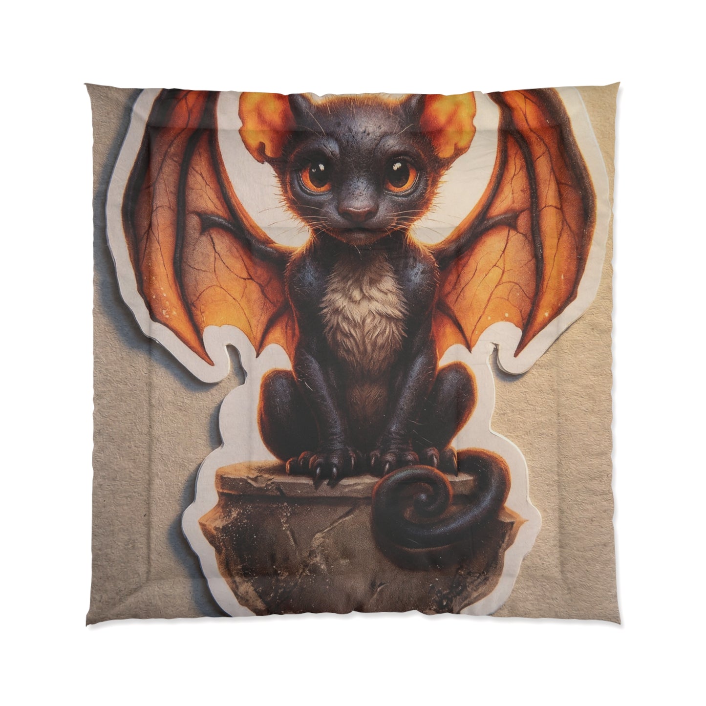 Winged Feline Comforter – Amber-Eyed Guardian of Twilight