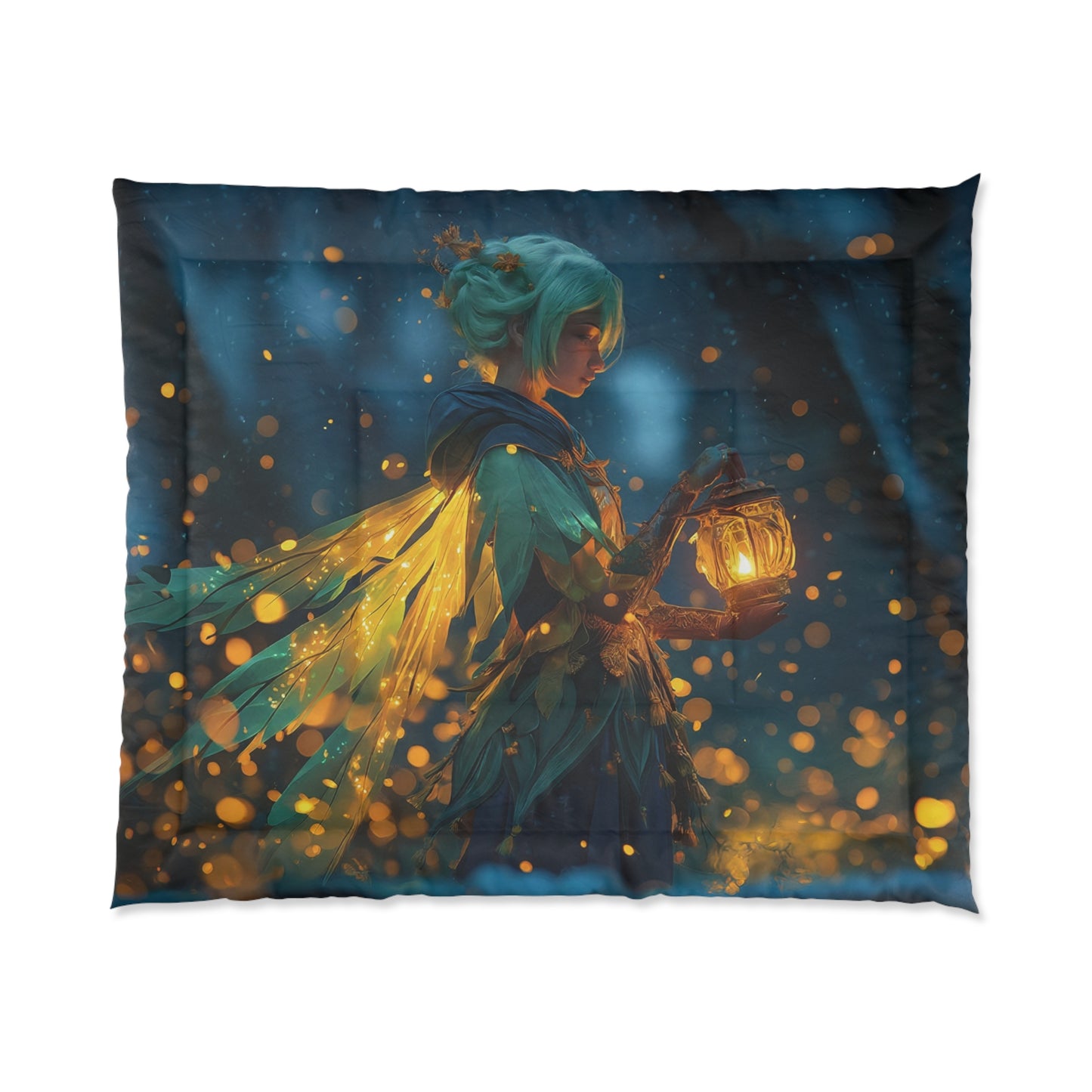 Forest Sentinel Comforter – Amber Lantern Glow in the Twilight Woods