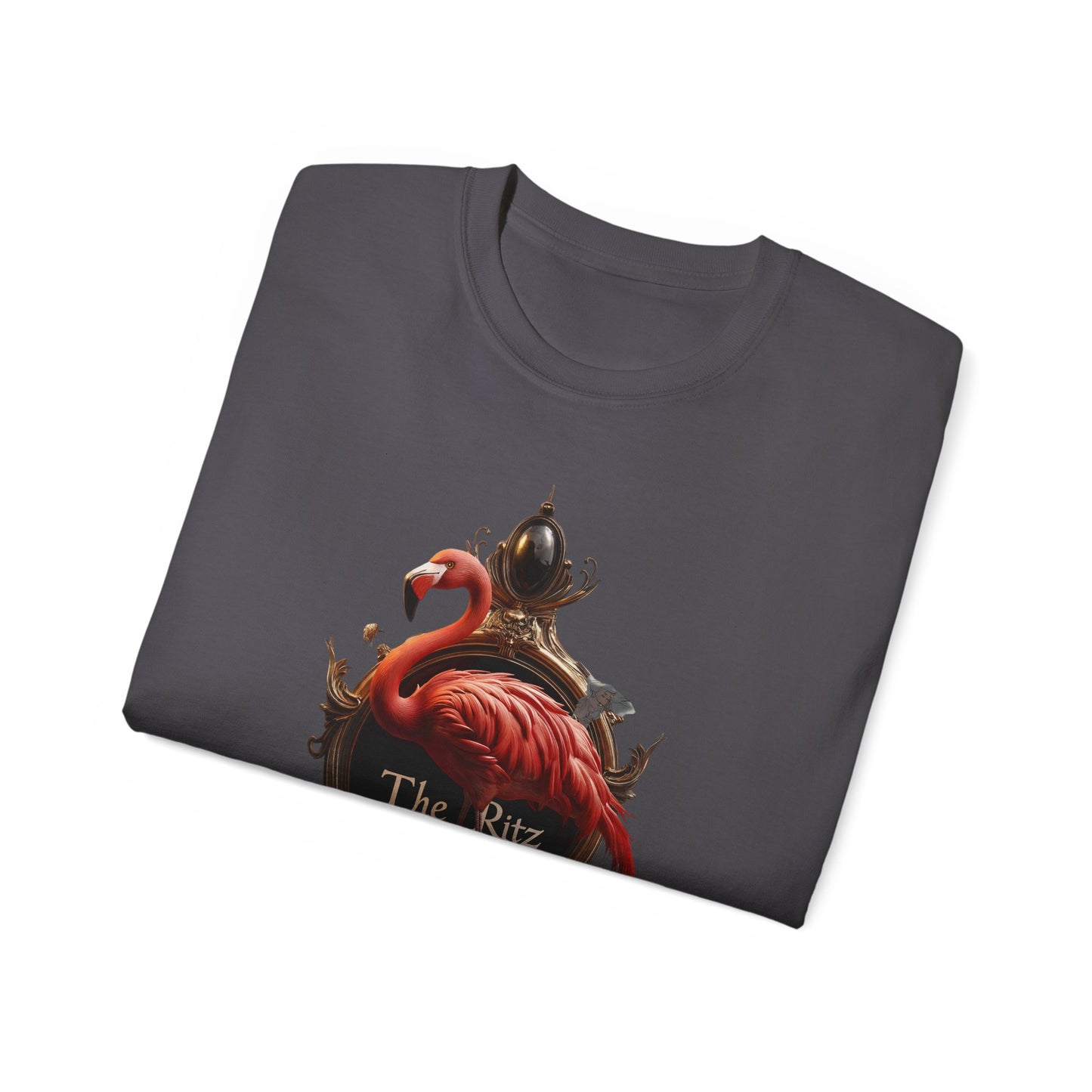 The Ritz Flamingo Ornate Frame Tee – Velvet Pink Feather Guardian