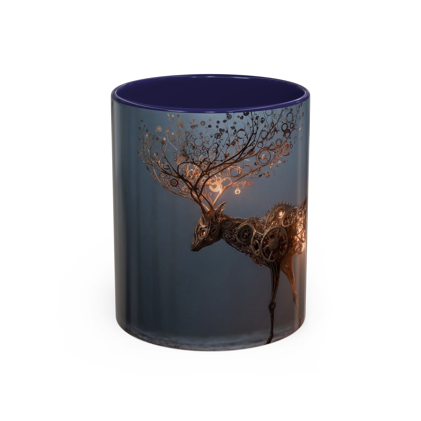 Clockwork Stag Accent Coffee Mug (11, 15oz) – Luminescent Forest Mechanism
