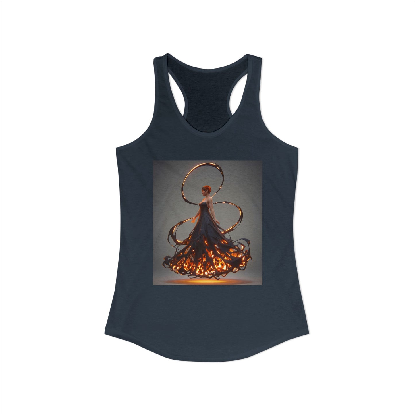Ember Spiral Women's Ideal Racerback Tank – Glowing Filigree Silhouette