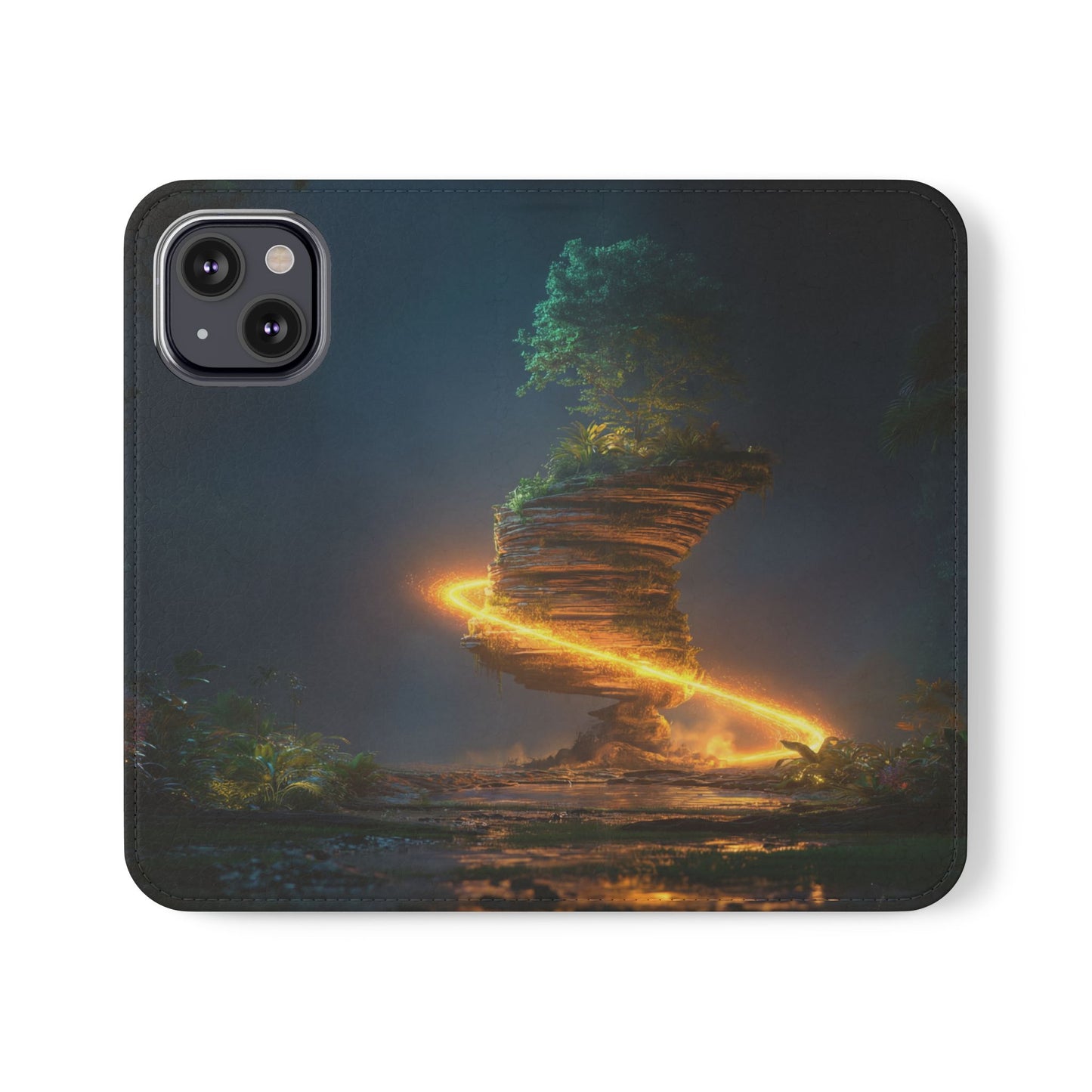 Luminous Floating Island Flip Cases – Amber Twilight Sanctuary