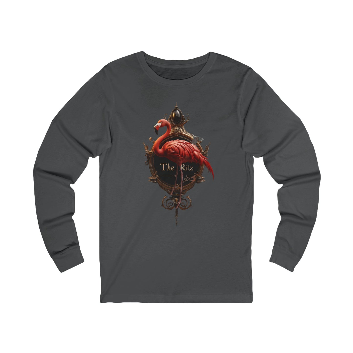 Crimson Flamingo Ritz Tee – Regal Bird Portrait Long Sleeve