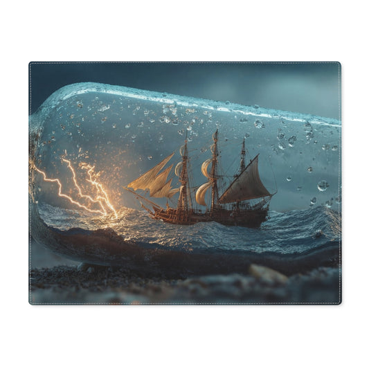 Storm-Ship in Bottle Placemat – Pocketed Seascape for Your Table