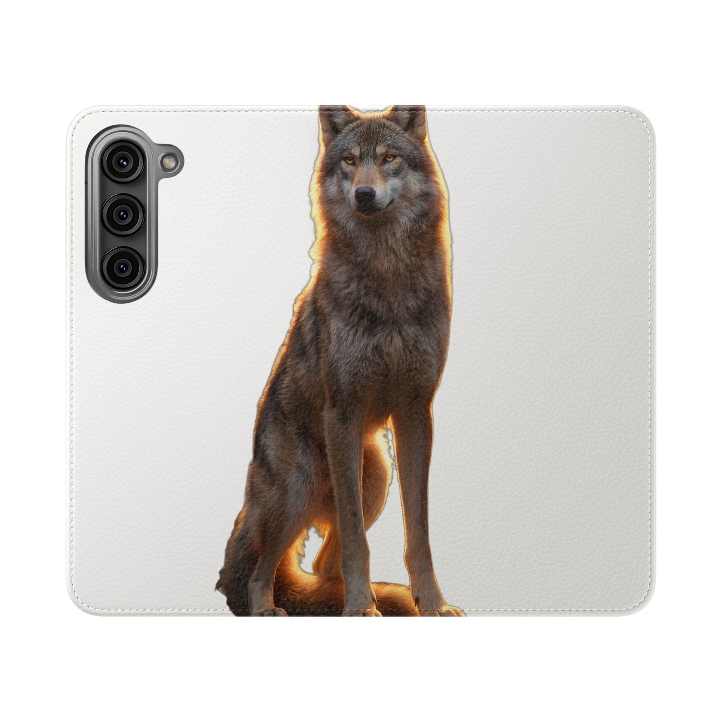 Sunlit Wolf Flip Cases – Golden Hour Sentinel Portrait