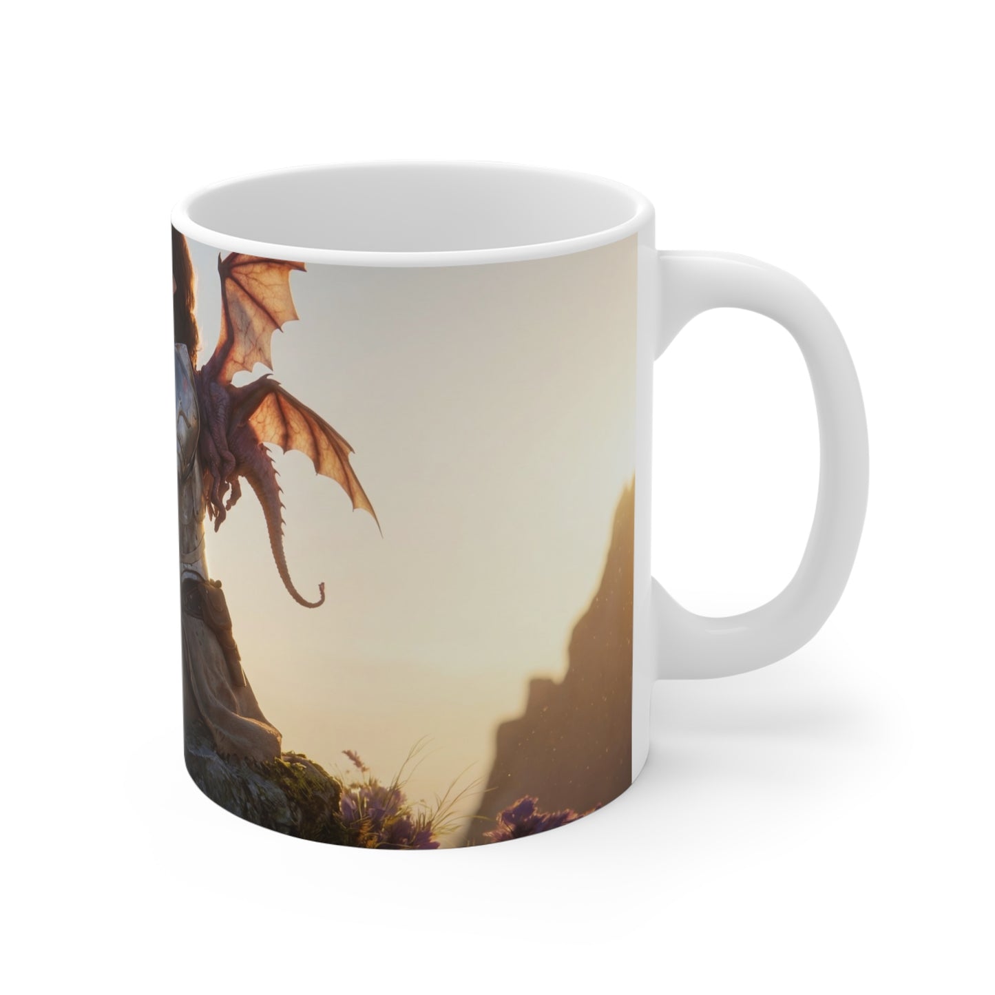 Dragon Knight Ceramic Mugs (11oz\15oz\20oz) – Sunset Sentinel with Wings