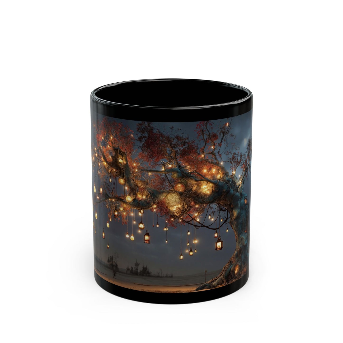 Luminous Wandering Tree Mug – Desert Oasis Nightscape
